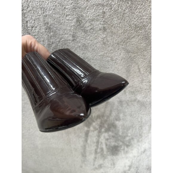 Valentino Garavani Women’s 37 6.5 Brown Stilettos ￼Patent Leather Ankle Booties - Picture 5 of 14